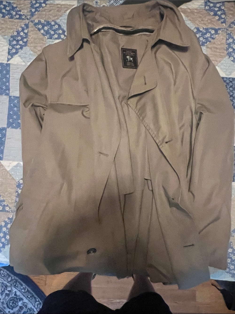 Hart Schaffner & Marx Khaki Trench Coat Men’s 48R missing liner